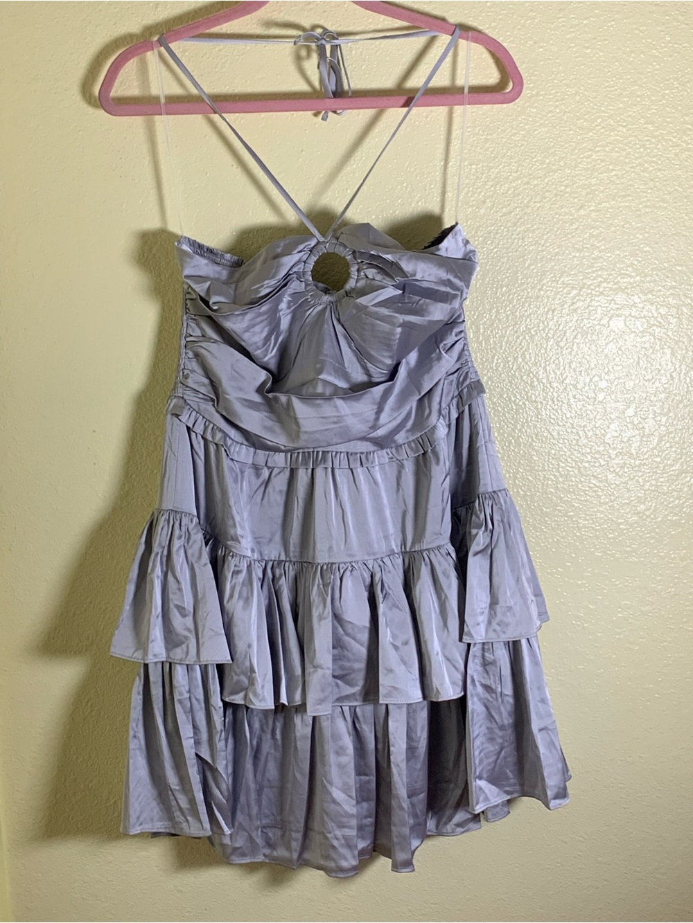 NWOT Maronie Silver Lavender Tiered Party Dress, Size L